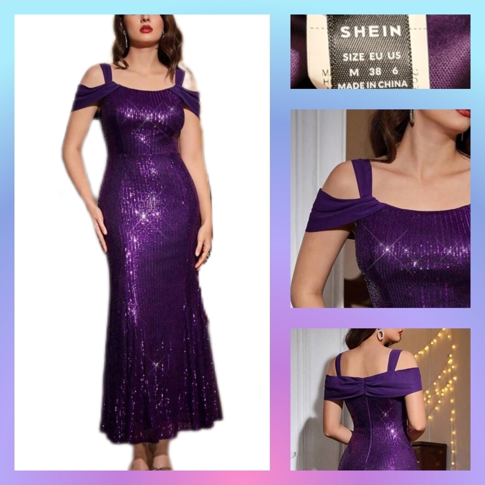 SHEIN Glittering Purple Maxi Dress
